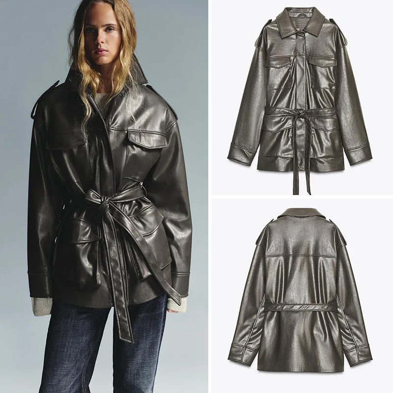 Модная женская куртка из искусственной кожи с завышенной талией, осенняя новинка, премиум-качество, верхняя одежда для женщин
Модная женская куртка из искусственной кожи с завышенной талией, осенняя новинка, премиум-качество, верхняя одежда для женщин