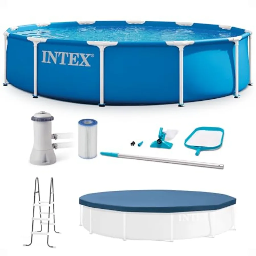 Above ground swimming pool for backyard use, steel frame with blue vinyl, durable and easy setup
Above ground swimming pool for backyard use, steel frame with blue vinyl, durable and easy setup