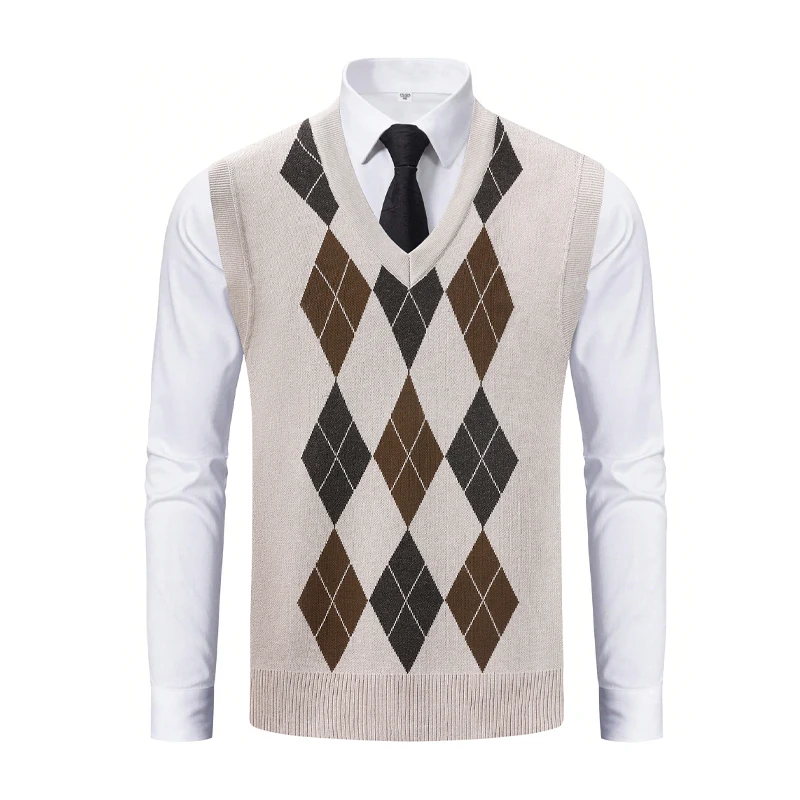 Mens Knit Vest European American Style Sleeveless Sweater Pullover Vests Plaid Pattern Men's Kntted Waistcoat
Mens Knit Vest European American Style Sleeveless Sweater Pullover Vests Plaid Pattern Men's Kntted Waistcoat
