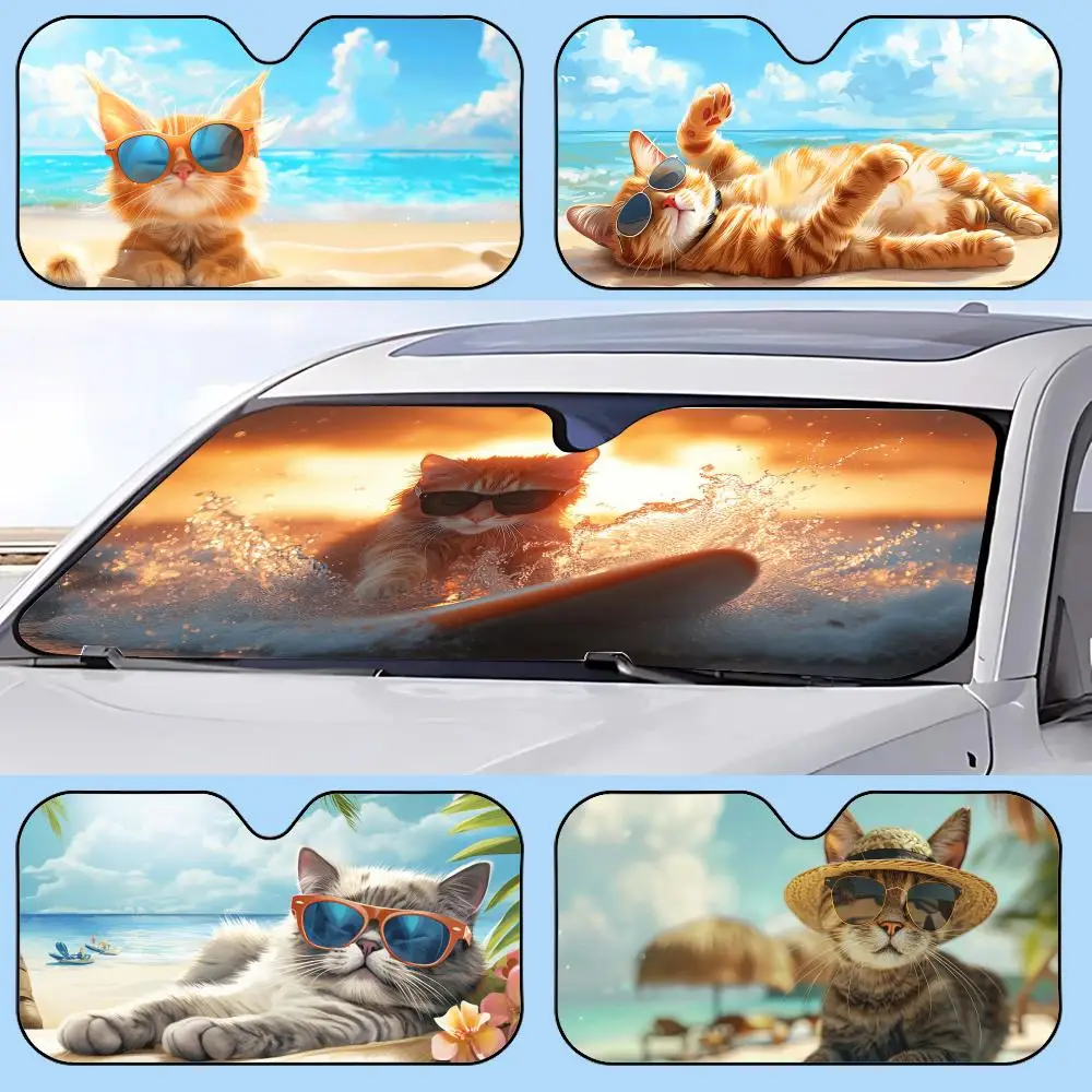 Cat Perched on Beach Sun Visor Retractable Car Sun Visor Anti-Glare UV Protection Front Window Sunshade
Cat Perched on Beach Sun Visor Retractable Car Sun Visor Anti-Glare UV Protection Front Window Sunshade