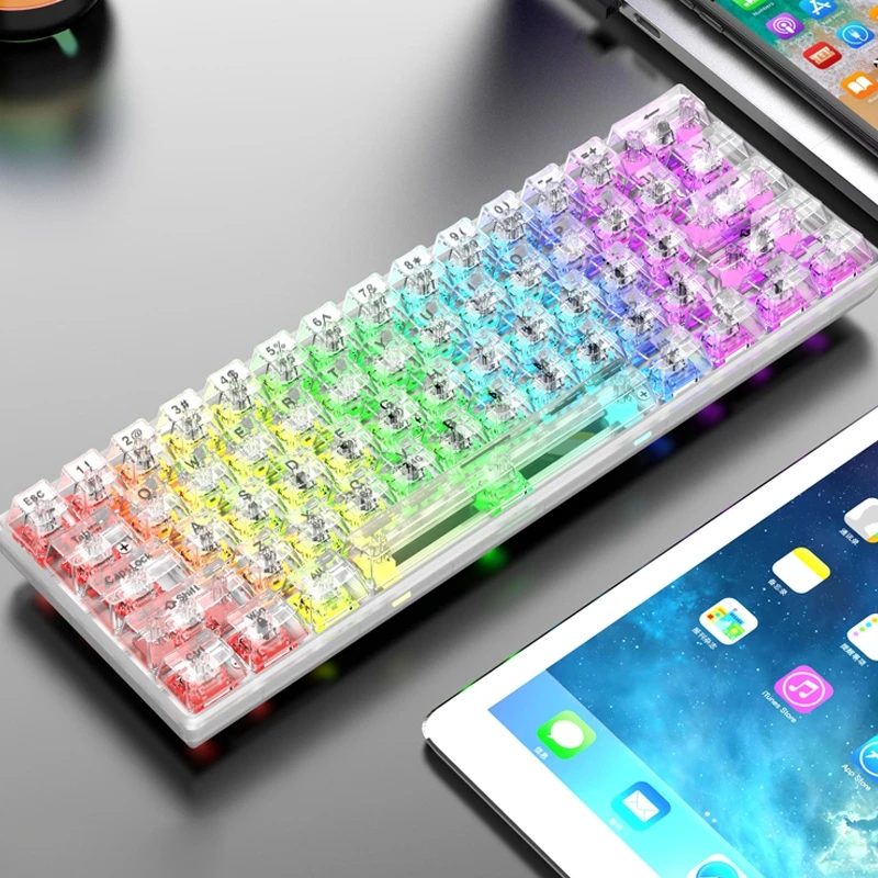 2.4G + BT + Wired Transparent 61-Keys Mechanical White Axis Keyboard
2.4G + BT + Wired Transparent 61-Keys Mechanical White Axis Keyboard