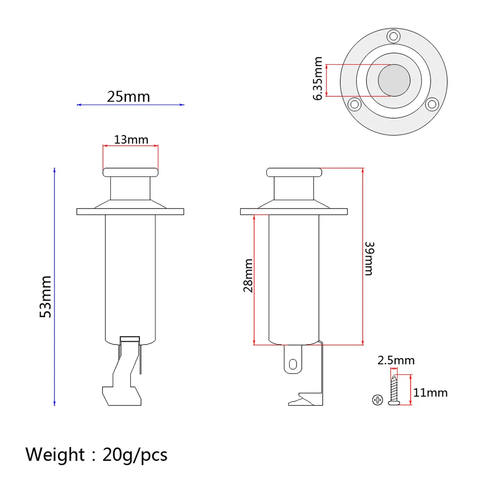 Black 1 4 Inch 6.35mm Guitar Endpin Jack Output Stereo Mono Cylinder Socket Strap Button for Acoustic Folk Guitar Replacement
Black 1 4 Inch 6.35mm Guitar Endpin Jack Output Stereo Mono Cylinder Socket Strap Button for Acoustic Folk Guitar Replacement