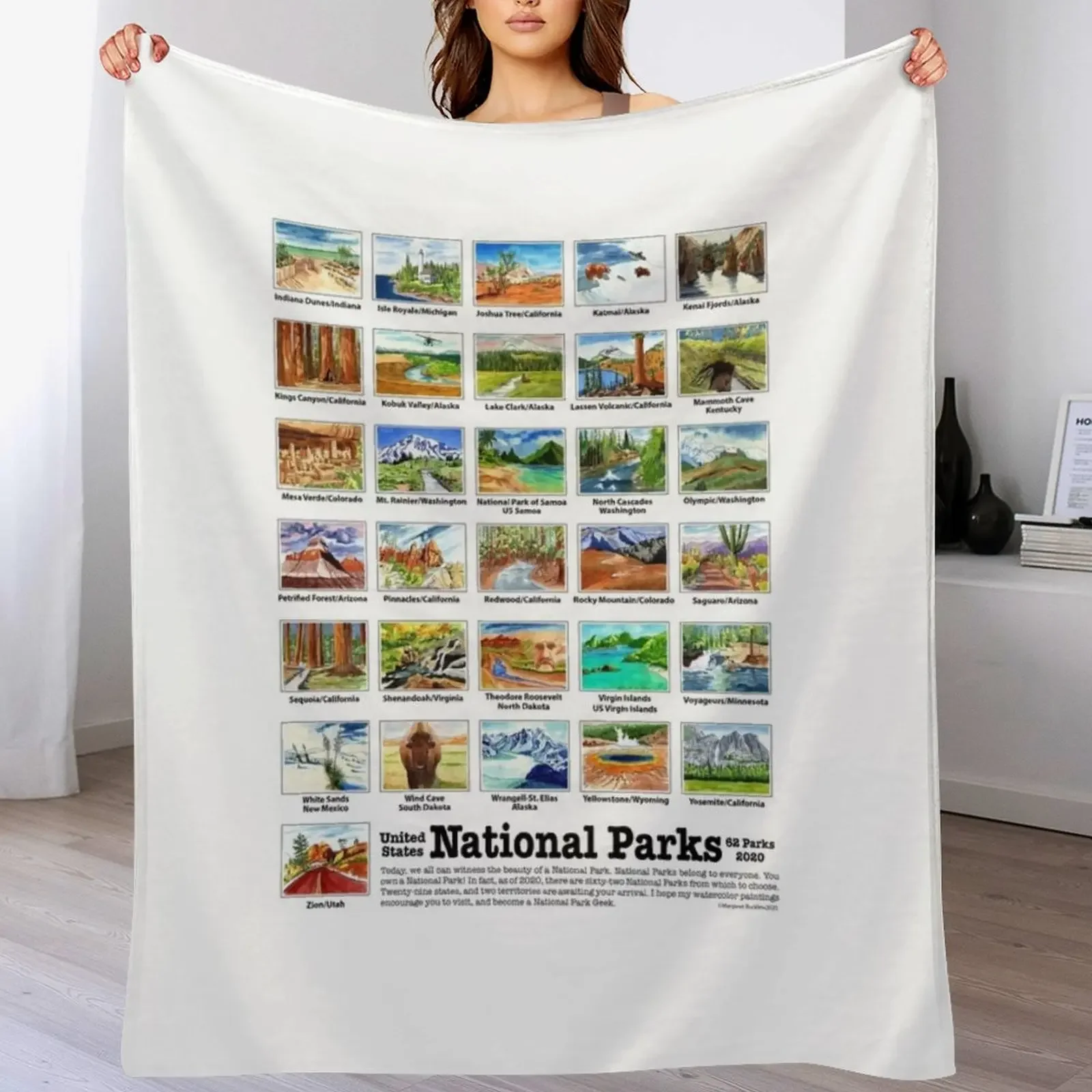 US National Parks I-Z, Watercolors Throw Blanket Wrinkle Resistant Lightweight Blanket
US National Parks I-Z, Watercolors Throw Blanket Wrinkle Resistant Lightweight Blanket