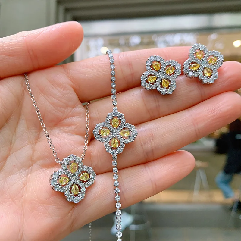 Ins Style Jewelry Set Yellow Diamond Necklace European and American Colorful Gem Bracelet Pink Diamond Earring Set
Ins Style Jewelry Set Yellow Diamond Necklace European and American Colorful Gem Bracelet Pink Diamond Earring Set