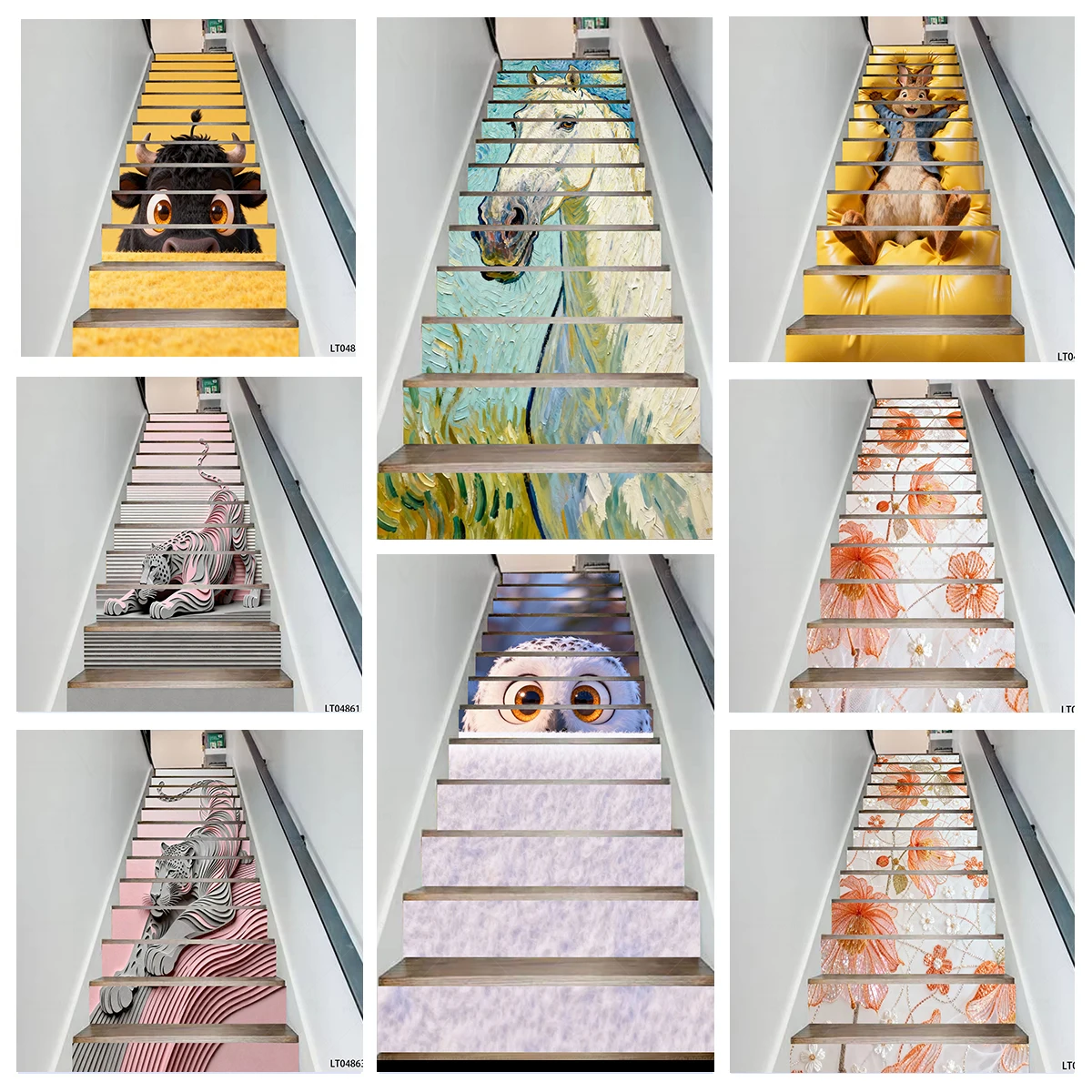 3D Cartoon Black Ox, White Steed & Light Luxury Floral PVC Stair Stickers, Waterproof Wear-Resistant Home Decorative Decals
3D Cartoon Black Ox, White Steed & Light Luxury Floral PVC Stair Stickers, Waterproof Wear-Resistant Home Decorative Decals