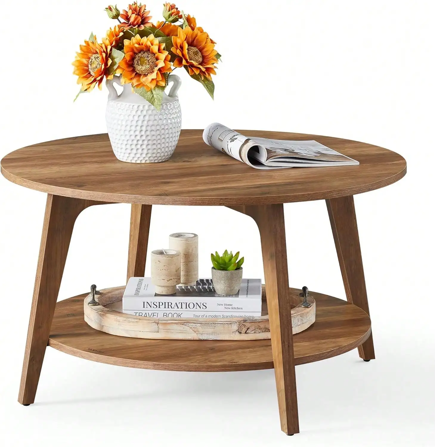 Collection - Round Coffee Table, 2-Tier Center Table With Storage, Tapered Legs, Curved Transitions, 31.5 Dia. X 17.7 H Inches, Easy Assembly, For Living Room, Honey Brown
Collection - Round Coffee Table, 2-Tier Center Table With Storage, Tapered Legs, Curved Transitions, 31.5 Dia. X 17.7 H Inches, Easy Assembly, For Living Room, Honey Brown
