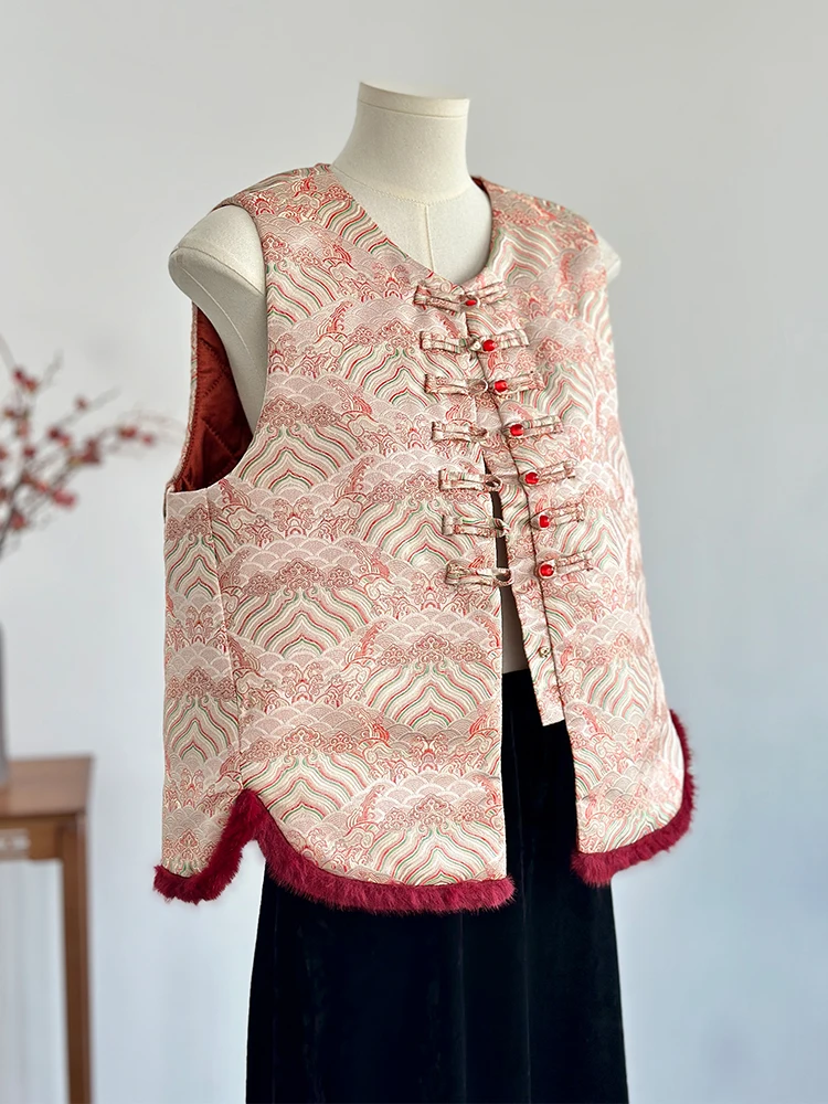 Red New Chinese Style Vest Women's Autumn and Winter Outer Wear National High-Grade Imitation Song Dynasty Brocade Quilted
Red New Chinese Style Vest Women's Autumn and Winter Outer Wear National High-Grade Imitation Song Dynasty Brocade Quilted