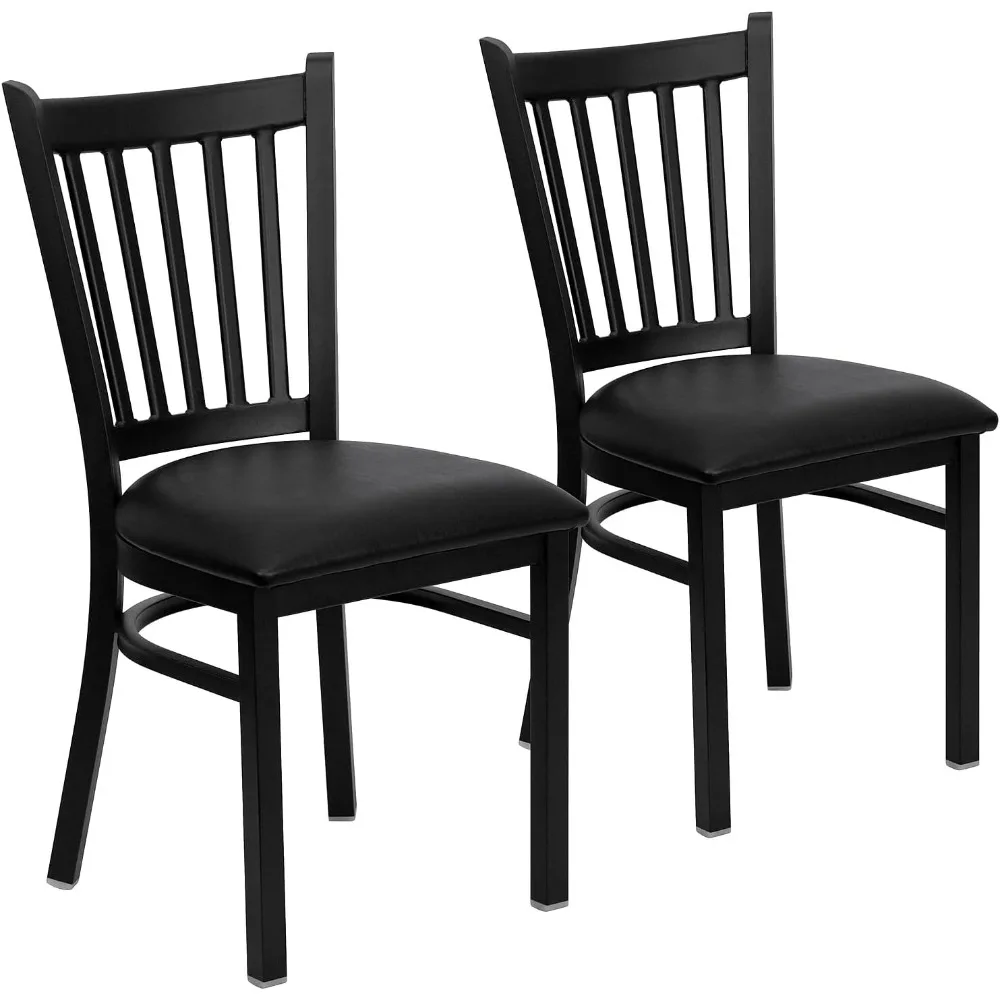 Vertical Back Metal Restaurant Chairs, Upholstered Armless Dining Chairs, Set of 2, Black
Vertical Back Metal Restaurant Chairs, Upholstered Armless Dining Chairs, Set of 2, Black