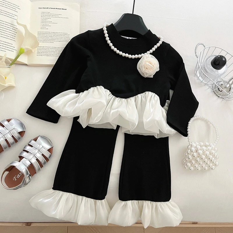 Girls' Elegance Color Blocked Lace Long Sleeved Top+Long Pants Two Piece Set Kids Clothes Girls Girls' Set Autumn New Style
Girls' Elegance Color Blocked Lace Long Sleeved Top+Long Pants Two Piece Set Kids Clothes Girls Girls' Set Autumn New Style
