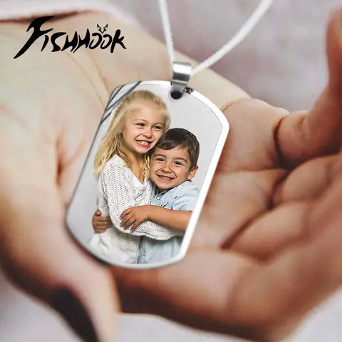Print Vraag Foto Ketting Gepersonaliseerde Foto Aangepaste Gift Voor Mannen Vrouw Paar Familie Vader Ketting Roestvrij Stalen Sieraden