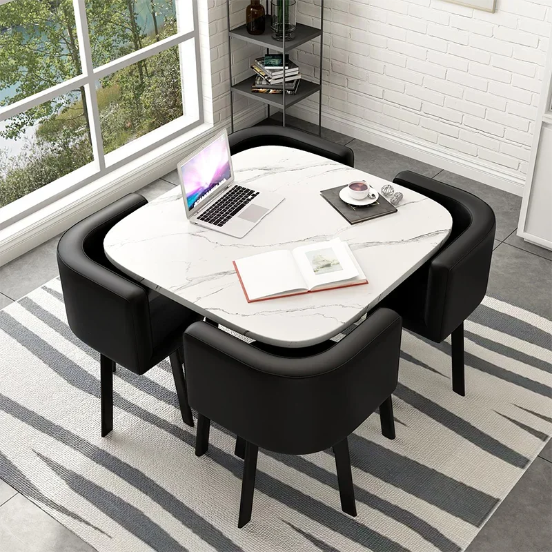Casual Round Dining Table Set 4 Dining Chairs Simple Reception Office Table Living Room Set Luxury Mesas Comedor Furniture QF
Casual Round Dining Table Set 4 Dining Chairs Simple Reception Office Table Living Room Set Luxury Mesas Comedor Furniture QF