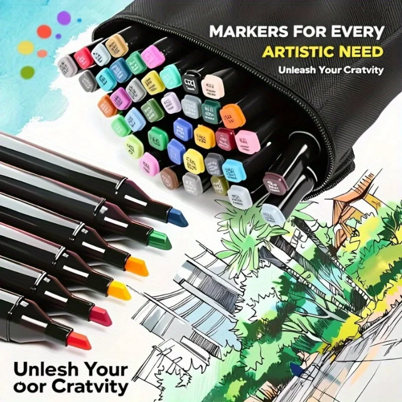 24/36/48-Color Dual Tip Art Markers Set - Professional Sketch & Comic Drawing Pens, Art Supplies Kit with Fine & Broad Tips
24/36/48-Color Dual Tip Art Markers Set - Professional Sketch & Comic Drawing Pens, Art Supplies Kit with Fine & Broad Tips