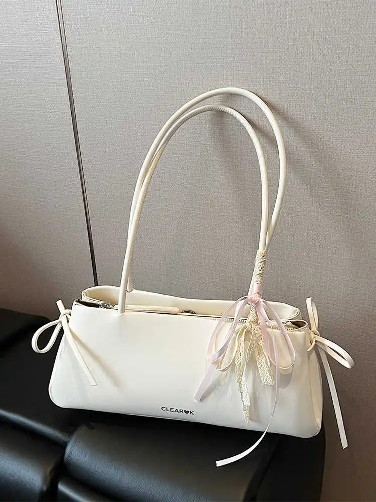 Korean White Bag For Women 2025 New Popular Versatile PU Leather Single Shoulder Bags Commuting Lace Bow Decoration Armpit Pack
Korean White Bag For Women 2025 New Popular Versatile PU Leather Single Shoulder Bags Commuting Lace Bow Decoration Armpit Pack