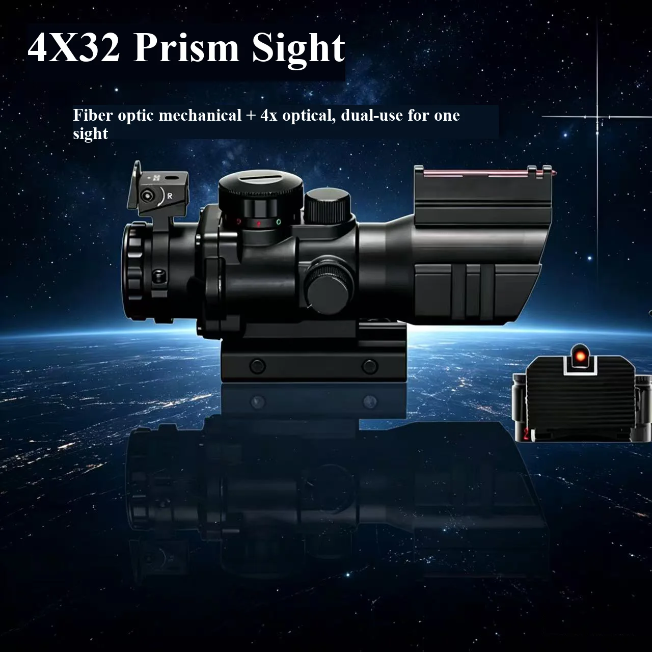 BALLISTIC-X 4X32 Prism Sight, Short Quick-Sight, Fiber-Optic Mechanical Combo, Shock-Resistant HD Crosshair with Light
BALLISTIC-X 4X32 Prism Sight, Short Quick-Sight, Fiber-Optic Mechanical Combo, Shock-Resistant HD Crosshair with Light