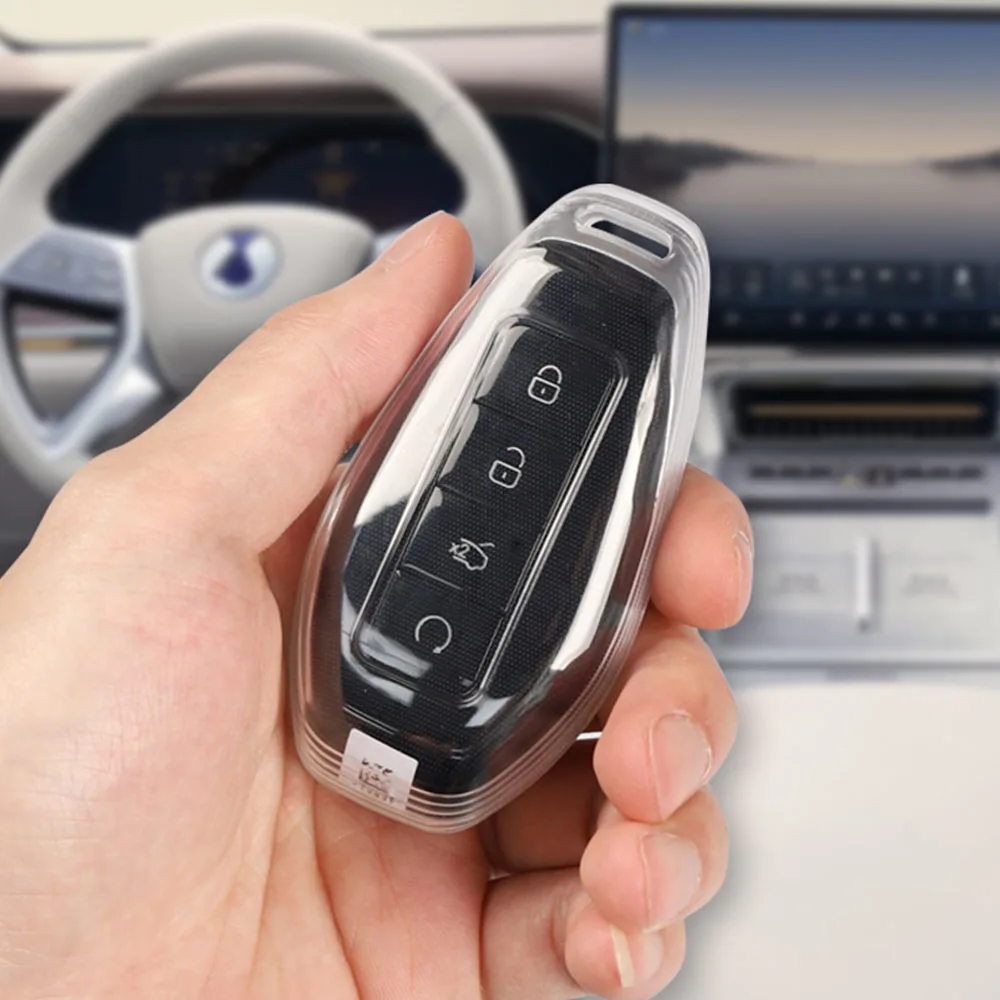 For Denza N9 Transparent All Inclusive Key Case Modification Supplies Car Key Protection Cover Anti Fall And Pressure Resistant