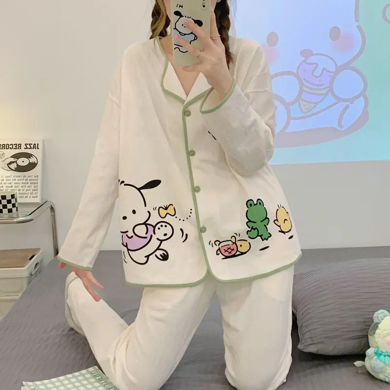Женская Хлопковая пижама Sanrio с длинными рукавами, домашняя одежда в стиле аниме
Женская Хлопковая пижама Sanrio с длинными рукавами, домашняя одежда в стиле аниме