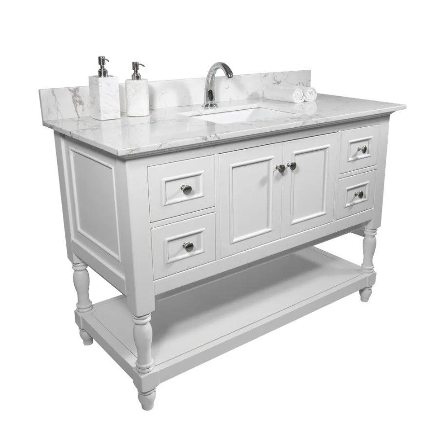 43''x22 bathroom stone vanity top engineered stone carrara white marble color with rectangle undermount ceramic sink and single
43''x22 bathroom stone vanity top engineered stone carrara white marble color with rectangle undermount ceramic sink and single