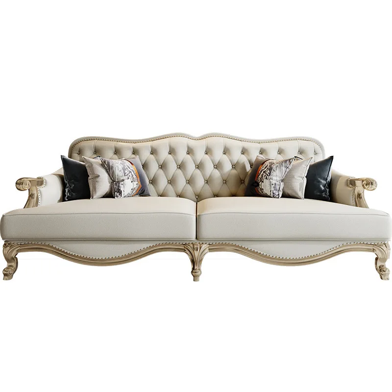 American light luxury solid wood three-person sofa modern simple living room French leather sofa Internet celebrity sofa Europea
American light luxury solid wood three-person sofa modern simple living room French leather sofa Internet celebrity sofa Europea