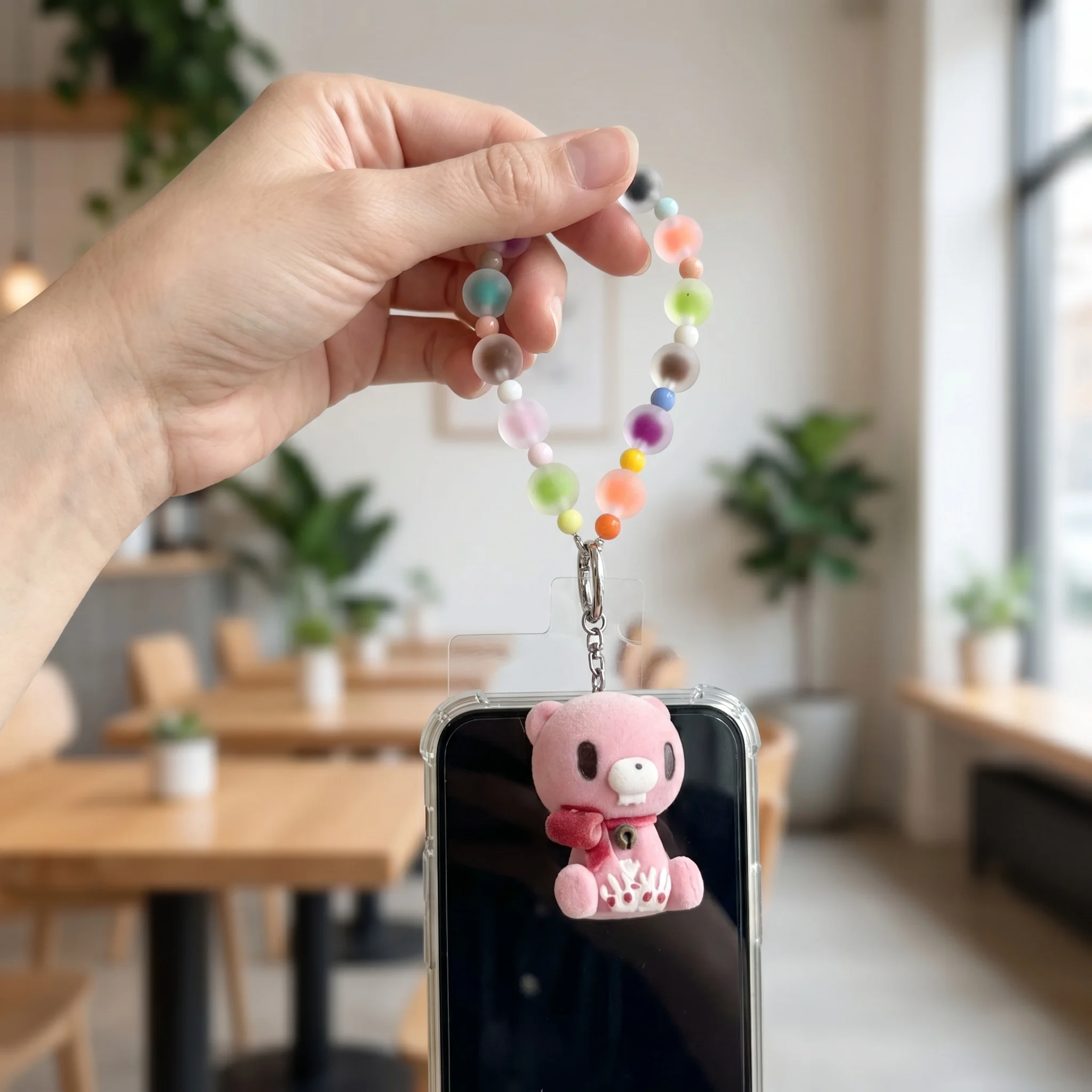 Colorful Frosted Bead Phone Wrist Strap, Flocked Bear Pendant Chain for Cellphone, Earphone Case and Key Ornament
Colorful Frosted Bead Phone Wrist Strap, Flocked Bear Pendant Chain for Cellphone, Earphone Case and Key Ornament