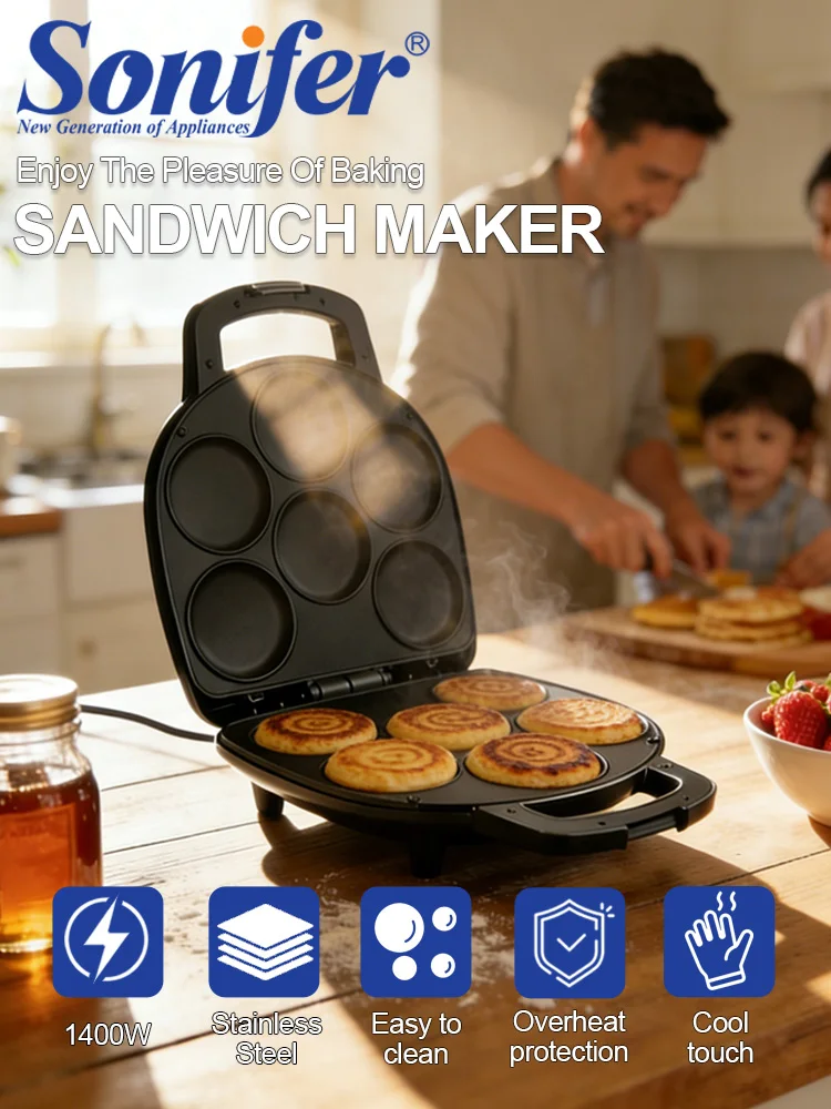 Sonifer SF-6202 Arepa Maker 1400W Electric Corn Cake Machine with Heat-Resistant Rubberwood Shell 6 Holes Non-stick Baker 220V
Sonifer SF-6202 Arepa Maker 1400W Electric Corn Cake Machine with Heat-Resistant Rubberwood Shell 6 Holes Non-stick Baker 220V