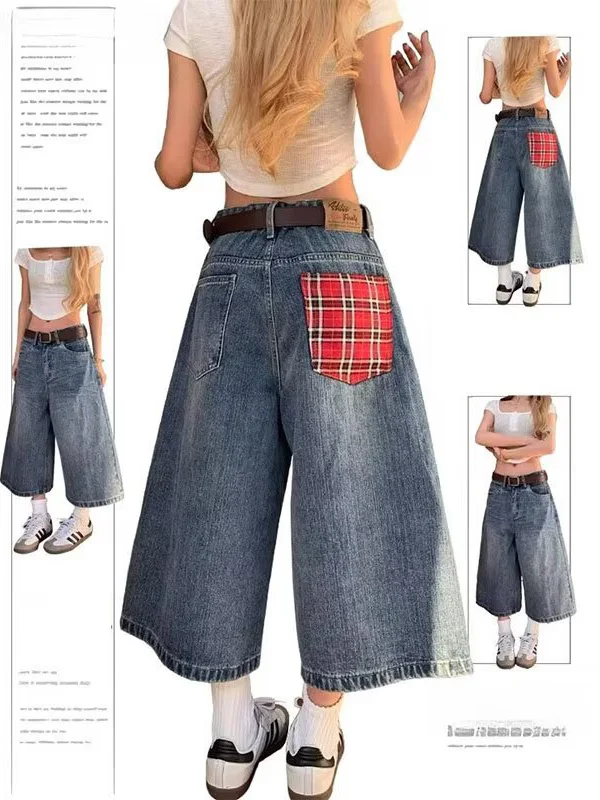 plus Size American Retro Plaid Splicing Denim Seven-Foot Pants Women Loose Wide Leg Shorts Wear Resistant High Waist Casual J...
plus Size American Retro Plaid Splicing Denim Seven-Foot Pants Women Loose Wide Leg Shorts Wear Resistant High Waist Casual J...