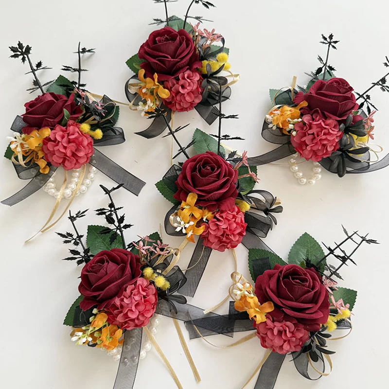 25012 Elegant Rose Wrist Corsages with Faux - Red Roses & Green Leaves, Perfect for Brides, Bridesmaids, Groom/Bride Mothers at
25012 Elegant Rose Wrist Corsages with Faux - Red Roses & Green Leaves, Perfect for Brides, Bridesmaids, Groom/Bride Mothers at