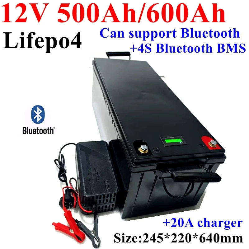 12V 500AH 600Ah Lifepo4 battery lithium deep cycle with bluetooth BMS APP for Solar Storage trolling motor boat +20A charger
12V 500AH 600Ah Lifepo4 battery lithium deep cycle with bluetooth BMS APP for Solar Storage trolling motor boat +20A charger