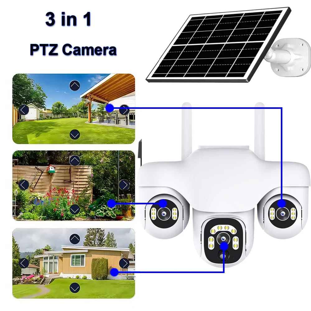 WiFi Outdoor Surveillance Camera 3 in 1 PTZ Cameras Built in Battery Solaire Powered Night Vision Security Protection IP CCTV
WiFi Outdoor Surveillance Camera 3 in 1 PTZ Cameras Built in Battery Solaire Powered Night Vision Security Protection IP CCTV