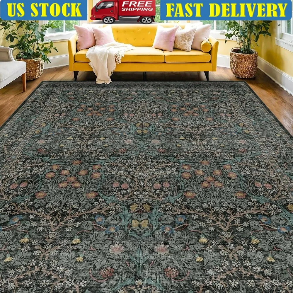 Washable Large Area Rug Non-Slip Soft Faux Wool Vintage Floral Design Ideal Living Room Dining Room Bedroom Stain Resistant
Washable Large Area Rug Non-Slip Soft Faux Wool Vintage Floral Design Ideal Living Room Dining Room Bedroom Stain Resistant
