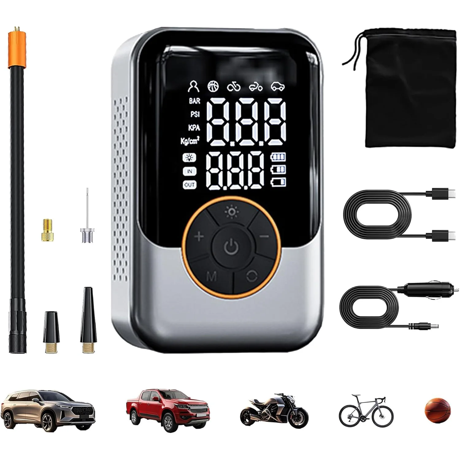 Портативный автомобильный беспроводной воздушный насос высокого давления для быстрой зарядки, беспроводной цифровой дисплей, внешний аккумулятор и для освещения
Портативный автомобильный беспроводной воздушный насос высокого давления для быстрой зарядки, беспроводной цифровой дисплей, внешний аккумулятор и для освещения