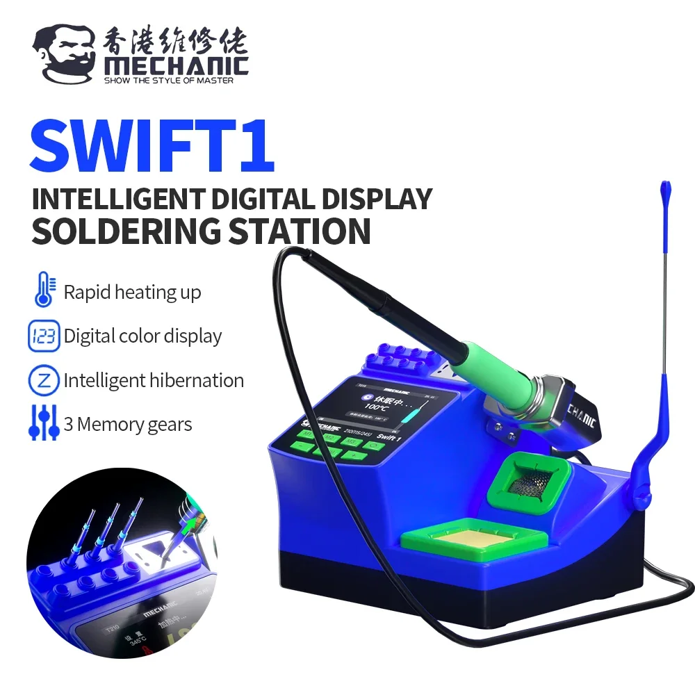 MECHANIC Swift 1 Intelligent Digital Display Soldering Station Support C210/C245/115 Controllers PCB Soldering Repair Tool
MECHANIC Swift 1 Intelligent Digital Display Soldering Station Support C210/C245/115 Controllers PCB Soldering Repair Tool