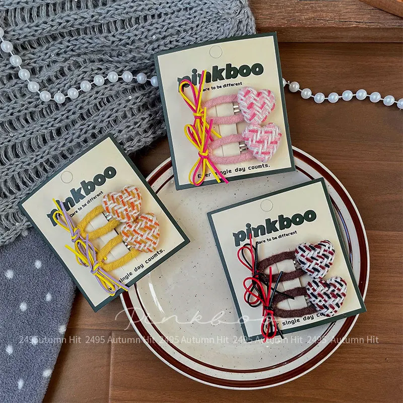 2 шт./компл. заколки для волос в корейском стиле с милым сердечком и бантом для девочек, милый бант с боковой челкой, осенние аксессуары для волос ручной работы для детей
2 шт./компл. заколки для волос в корейском стиле с милым сердечком и бантом для девочек, милый бант с боковой челкой, осенние аксессуары для волос ручной работы для детей