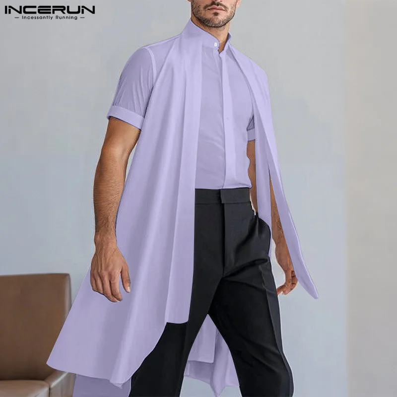 INCERUN Men Irregular Shirt Solid Color Stand Collar Short Sleeve Button Casual Men Clothing Oversize Streetwear Fashion Shirts
INCERUN Men Irregular Shirt Solid Color Stand Collar Short Sleeve Button Casual Men Clothing Oversize Streetwear Fashion Shirts