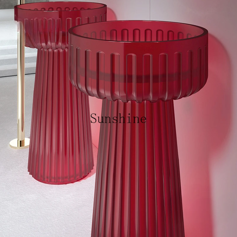 Transparent round column basin household crystal bathroom washbasin
Transparent round column basin household crystal bathroom washbasin
