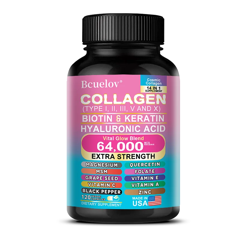 Collagen Peptides Types I, II, III, V & X, Biotin Keratin Hyaluronic Acid MSM Vitamins - Skin, Nails & Joint Health, Anti-Aging
Collagen Peptides Types I, II, III, V & X, Biotin Keratin Hyaluronic Acid MSM Vitamins - Skin, Nails & Joint Health, Anti-Aging
