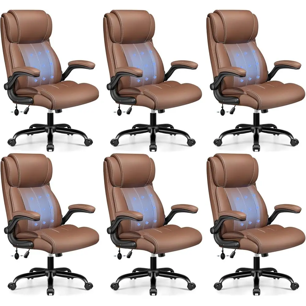 Brown Leather High-Back Ergonomic Office Chair with Adjustable Lumbar Support & Flip-Up Arms, 6-Pack
Brown Leather High-Back Ergonomic Office Chair with Adjustable Lumbar Support & Flip-Up Arms, 6-Pack