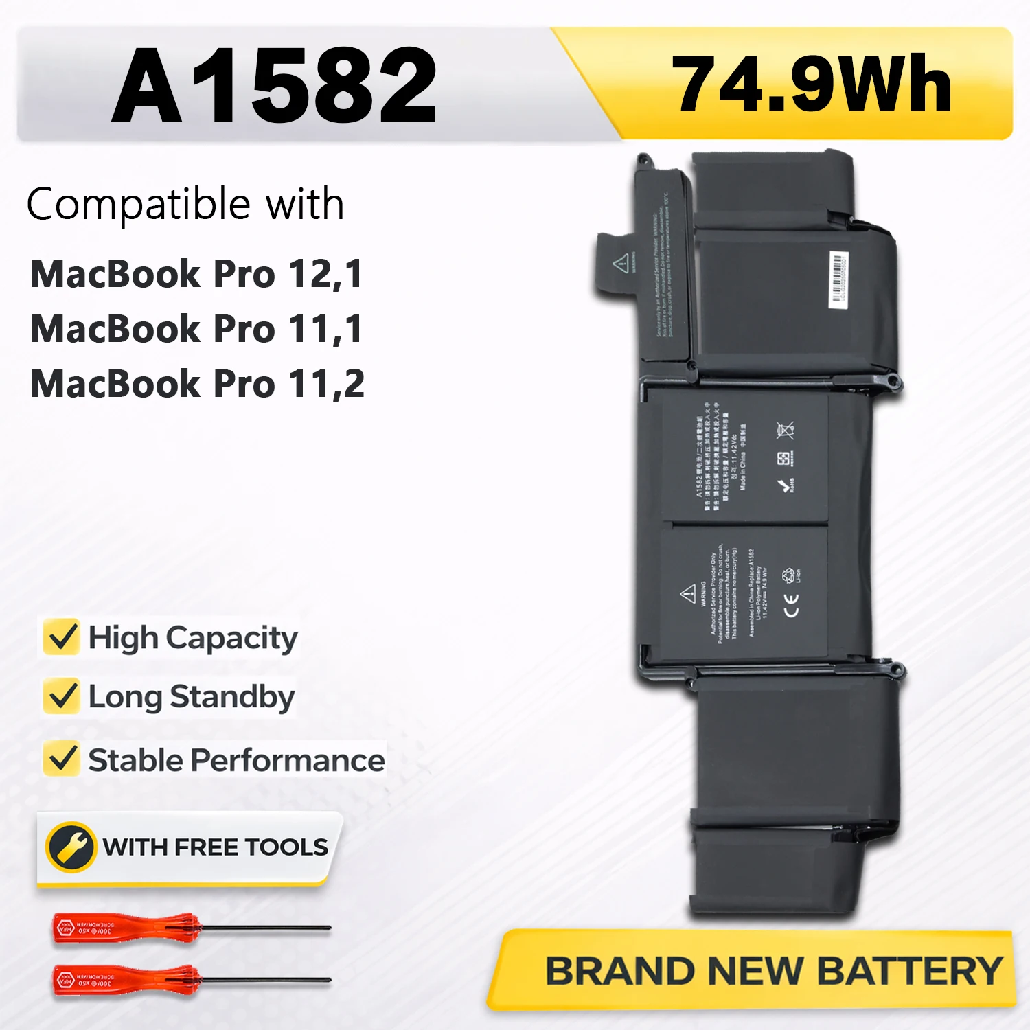 Аккумулятор PowerHub A1582 A1493 для ноутбуков, совместимый с Apple MacBook Pro 13" Retina, 11.42V 6330MAH 74.9WH A1502, 2013, 2014, 2015 годов выпуска
Аккумулятор PowerHub A1582 A1493 для ноутбуков, совместимый с Apple MacBook Pro 13" Retina, 11.42V 6330MAH 74.9WH A1502, 2013, 2014, 2015 годов выпуска