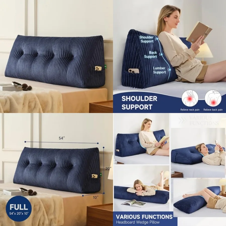 Large Headboard Pillow, NO ROLL Pillow, Wedge Pillow Headboard for Sitting Up in Bed, Backrest Support Triangular Cushion for R
Large Headboard Pillow, NO ROLL Pillow, Wedge Pillow Headboard for Sitting Up in Bed, Backrest Support Triangular Cushion for R