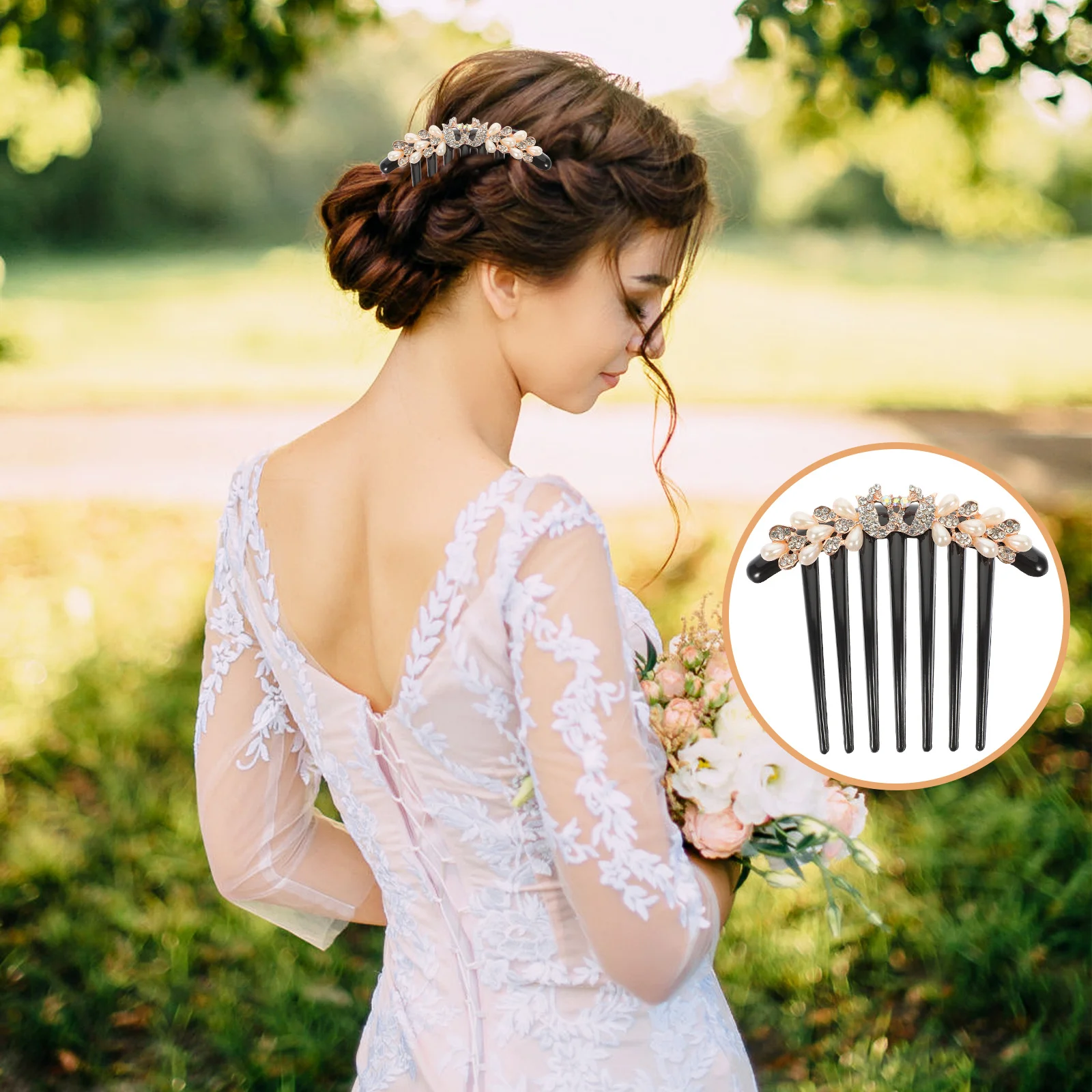 Pearl Hair Comb Delicate Rhinestone Bride Headdress Simple Design Women Accessory Wedding Party Summer Picnic Gift 
Pearl Hair Comb Delicate Rhinestone Bride Headdress Simple Design Women Accessory Wedding Party Summer Picnic Gift