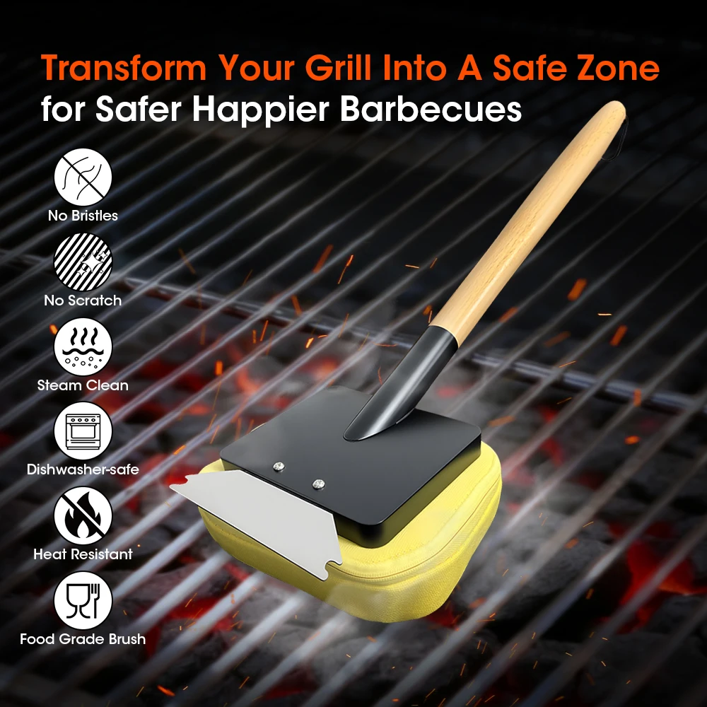 Grill Brush for Outdoor, Grill Bristle Free Reinforced Grill Cleaner Scraper BBQ Brush, BBQ Replaceable Cleaning Head
Grill Brush for Outdoor, Grill Bristle Free Reinforced Grill Cleaner Scraper BBQ Brush, BBQ Replaceable Cleaning Head