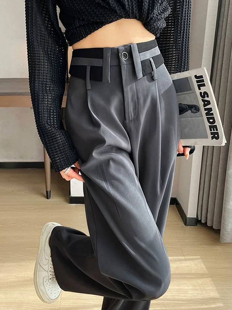 Irregular waist Design Suit Pant For Women Solid High Waist Casual Loose Straight Wide Leg Trouser 2024 New Spring
Irregular waist Design Suit Pant For Women Solid High Waist Casual Loose Straight Wide Leg Trouser 2024 New Spring