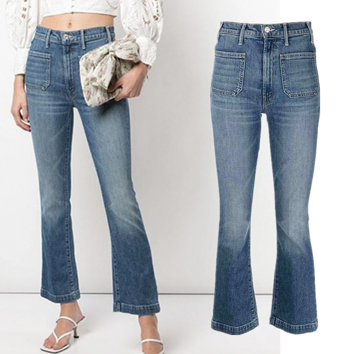 Maxdutti Blue Jeans Women's Jeans Woman Clothes Retro Front Pocket High Waist Nine Inch Micro Flared Jeans Women's Denim Pants
Maxdutti Blue Jeans Women's Jeans Woman Clothes Retro Front Pocket High Waist Nine Inch Micro Flared Jeans Women's Denim Pants