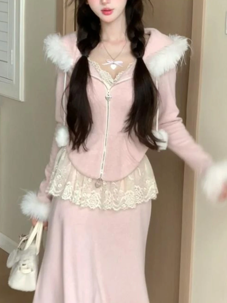 Теплый зимний элегантный комплект из 2 предметов, женский корейский красивый костюм с юбкой Y2k, женская 2024, милая шерстяная блузка с капюшоном + тонкая вечерние юбка-миди
Теплый зимний элегантный комплект из 2 предметов, женский корейский красивый костюм с юбкой Y2k, женская 2024, милая шерстяная блузка с капюшоном + тонкая вечерние юбка-миди