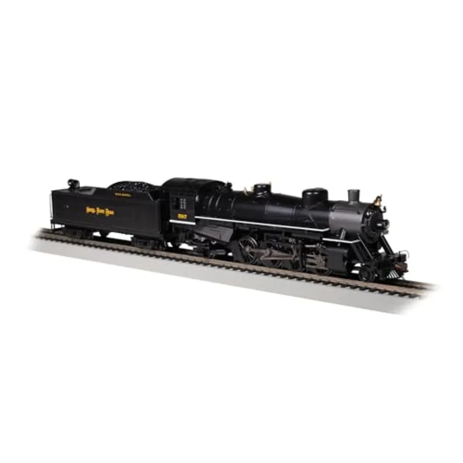 HO Scale trains: USRA Light 2-8-2 DCC Ready locomotive with nickel-plated finish, black and gold color scheme, realistic detail
HO Scale trains: USRA Light 2-8-2 DCC Ready locomotive with nickel-plated finish, black and gold color scheme, realistic detail