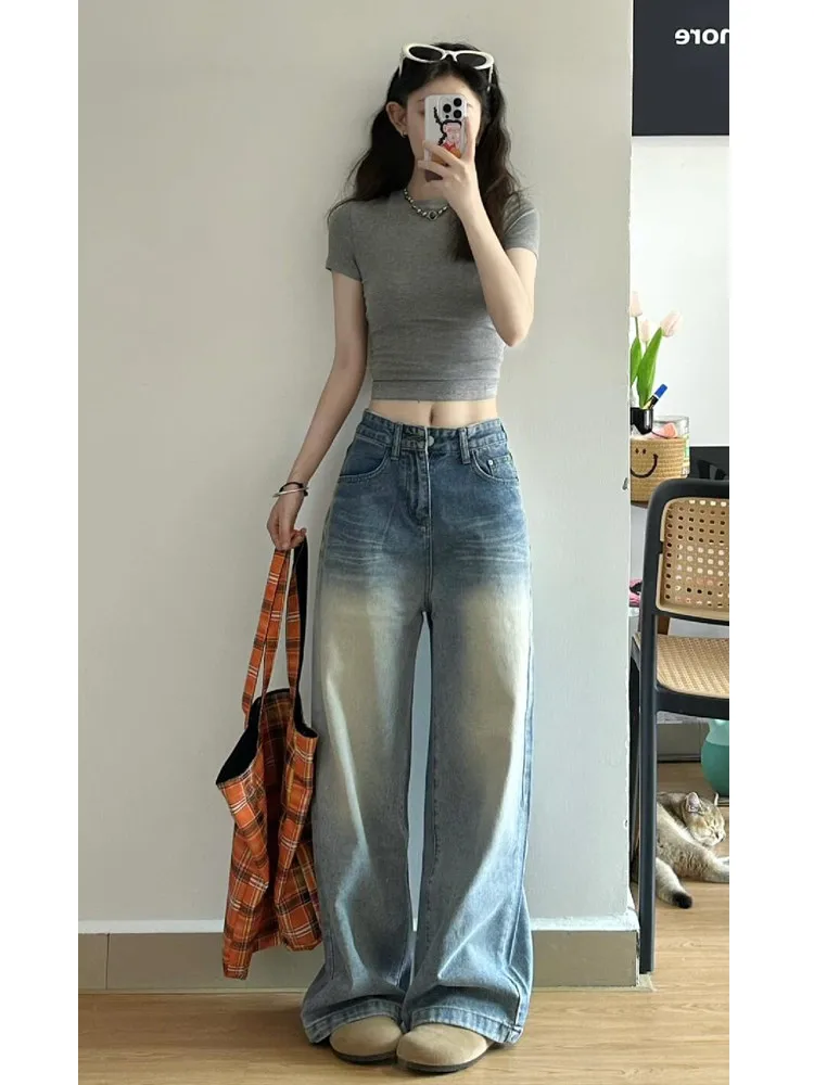 Extended Length High Waist Wide Leg Jeans Women's plus Size Light Blue Washed Design Sensation Floor Length Trousers
Extended Length High Waist Wide Leg Jeans Women's plus Size Light Blue Washed Design Sensation Floor Length Trousers