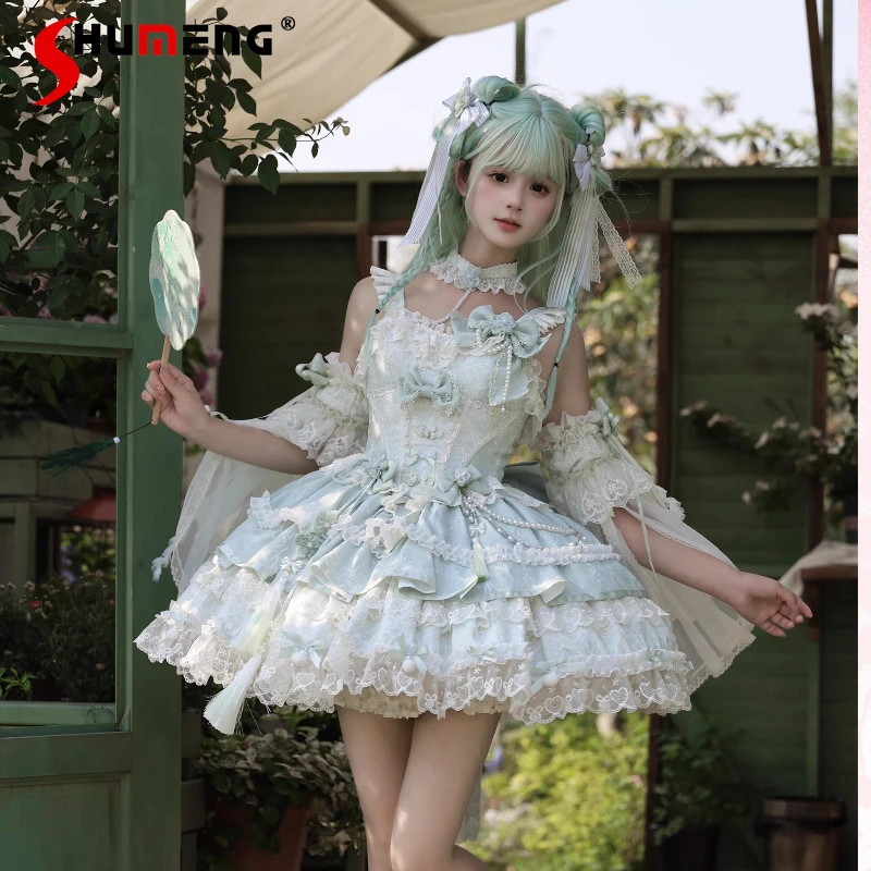 Original Chinese Style Sweet Girls Lolita Dress Set JSK Summer New Japanese Women's Slim Fit Elegant Bow Lace Dress Cos Dress
Original Chinese Style Sweet Girls Lolita Dress Set JSK Summer New Japanese Women's Slim Fit Elegant Bow Lace Dress Cos Dress