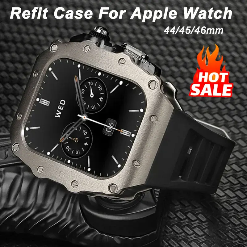 Роскошный модификационный комплект для Apple Watch Series 10, 46 мм, 44 мм, 45 мм, силиконовый ремешок, чехол из нержавеющей стали для IWatch 9 8 7 6 SE 5 4
Роскошный модификационный комплект для Apple Watch Series 10, 46 мм, 44 мм, 45 мм, силиконовый ремешок, чехол из нержавеющей стали для IWatch 9 8 7 6 SE 5 4