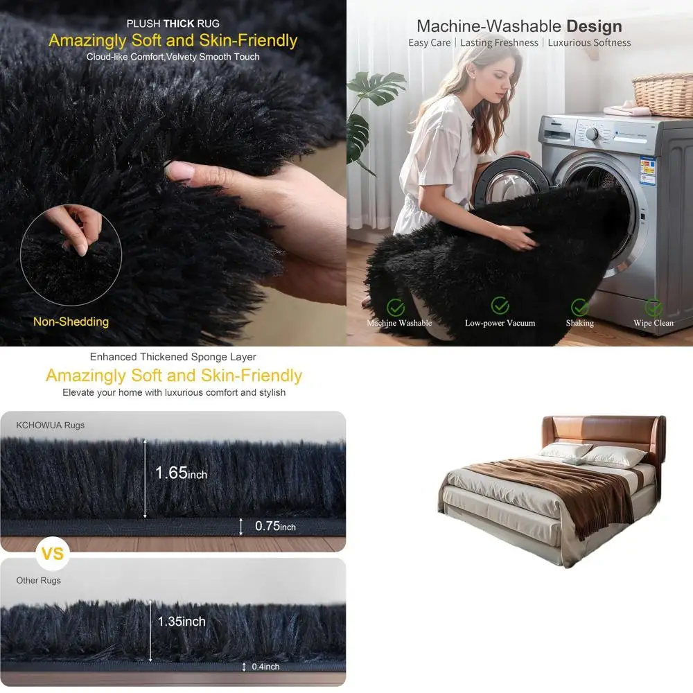Роскошный плюшевый черный коврик Shag, 6x9 — мягкий, моющийся, нескользящий для спальни, детской, гостиной и общежития
Роскошный плюшевый черный коврик Shag, 6x9 — мягкий, моющийся, нескользящий для спальни, детской, гостиной и общежития