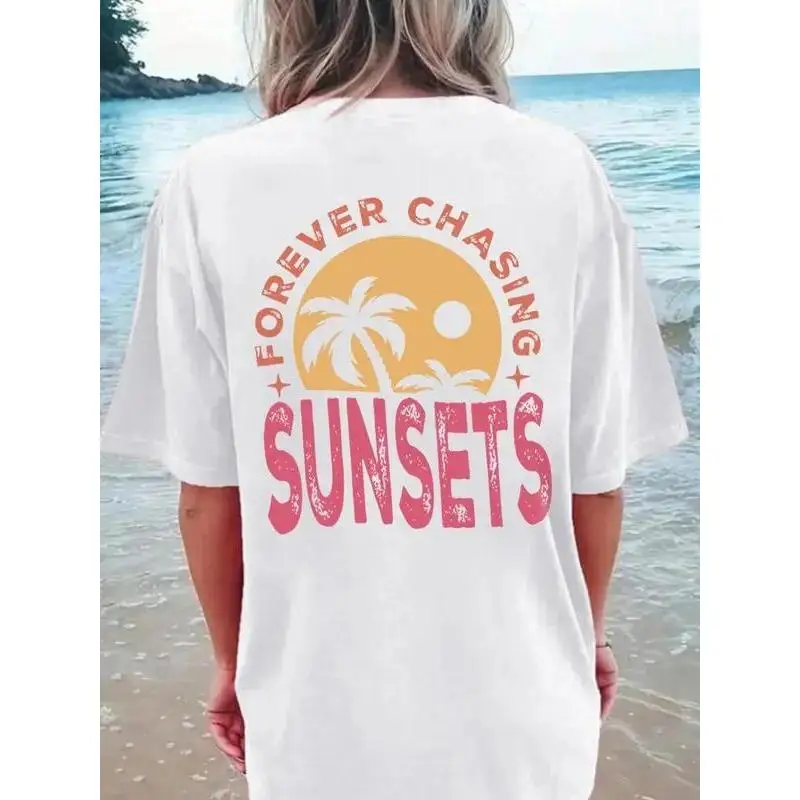Forever Chasing Sunsets T-Shirt Women's Beach Vacation Oversized Tees Summer Ocean Graphic Top Aesthetic Trip Shirts
Forever Chasing Sunsets T-Shirt Women's Beach Vacation Oversized Tees Summer Ocean Graphic Top Aesthetic Trip Shirts