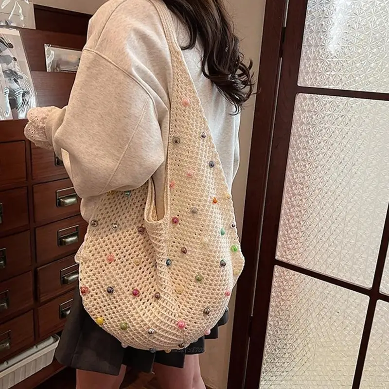 X5XA Summer Bag Women Crochet Armpit Bag Beach Bag Fashionable Shoulder Bag with Colored Beads Knit Bag Aesthetic Underarm Bag
X5XA Summer Bag Women Crochet Armpit Bag Beach Bag Fashionable Shoulder Bag with Colored Beads Knit Bag Aesthetic Underarm Bag